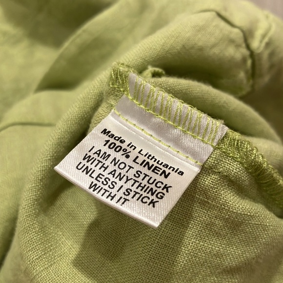 Flax Linen Dress Light Apple Green - Picture 3 of 6